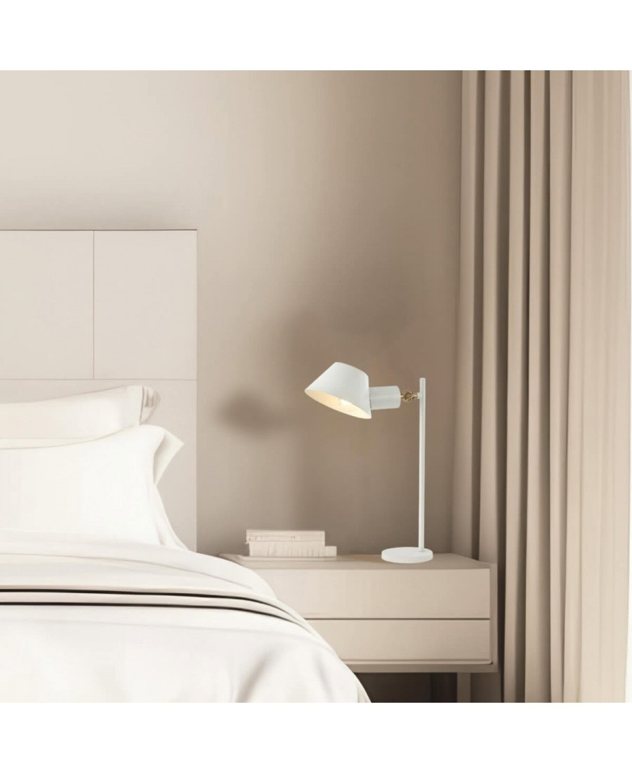 20222 TABLE LAMP E27 MAX 25W METAL - ALUMINUM WHITE - GOLD SHADES ON/OFF SWITCH Zambelis Lights