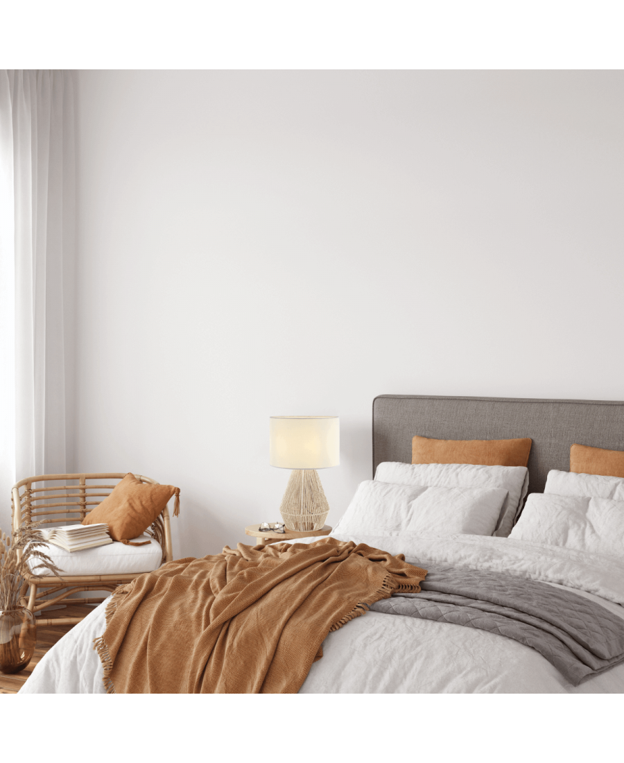 20235 TABLE LAMP E27 MAX 40W THREAD STRING CORD & LINEN NATRUAL ON/OFF SWITCH Zambelis Lights