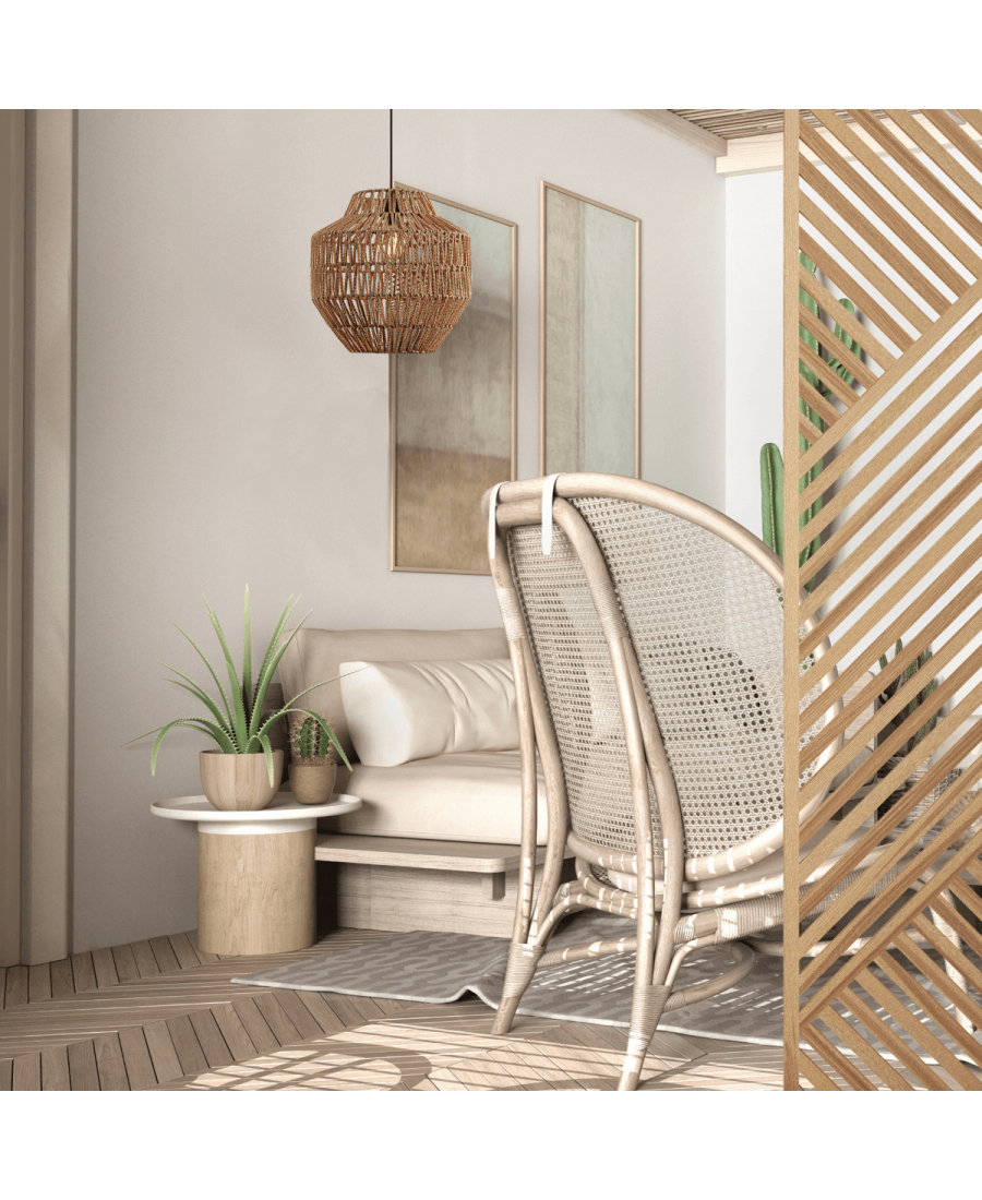 20236 PENDANT LAMP E27 MAX 40W PAPER ROPE BROWN NATURAL ELEMENTS LIGHTS Zambelis Lights