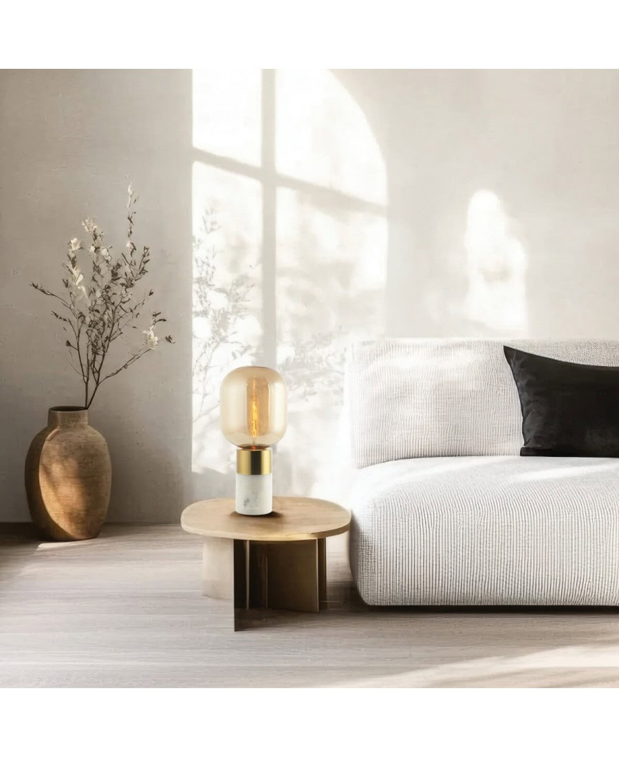 20253 TABLE LAMP E27 MAX 25W METAL - MARBLE - GLASS ON/OFF SWITCH Zambelis Lights