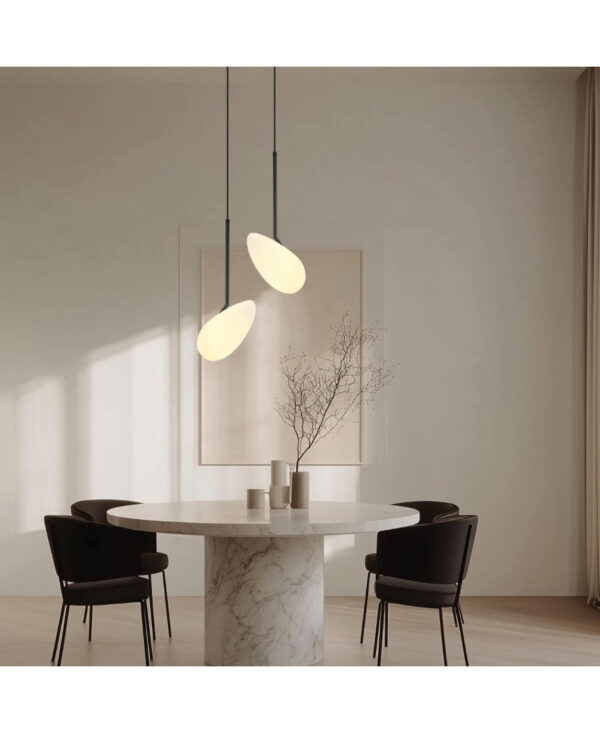 20254 LED PENDANT LIGHT 5W 3000K MATT OPAL WHITE GLASS & BLACK METAL Zambelis Lights