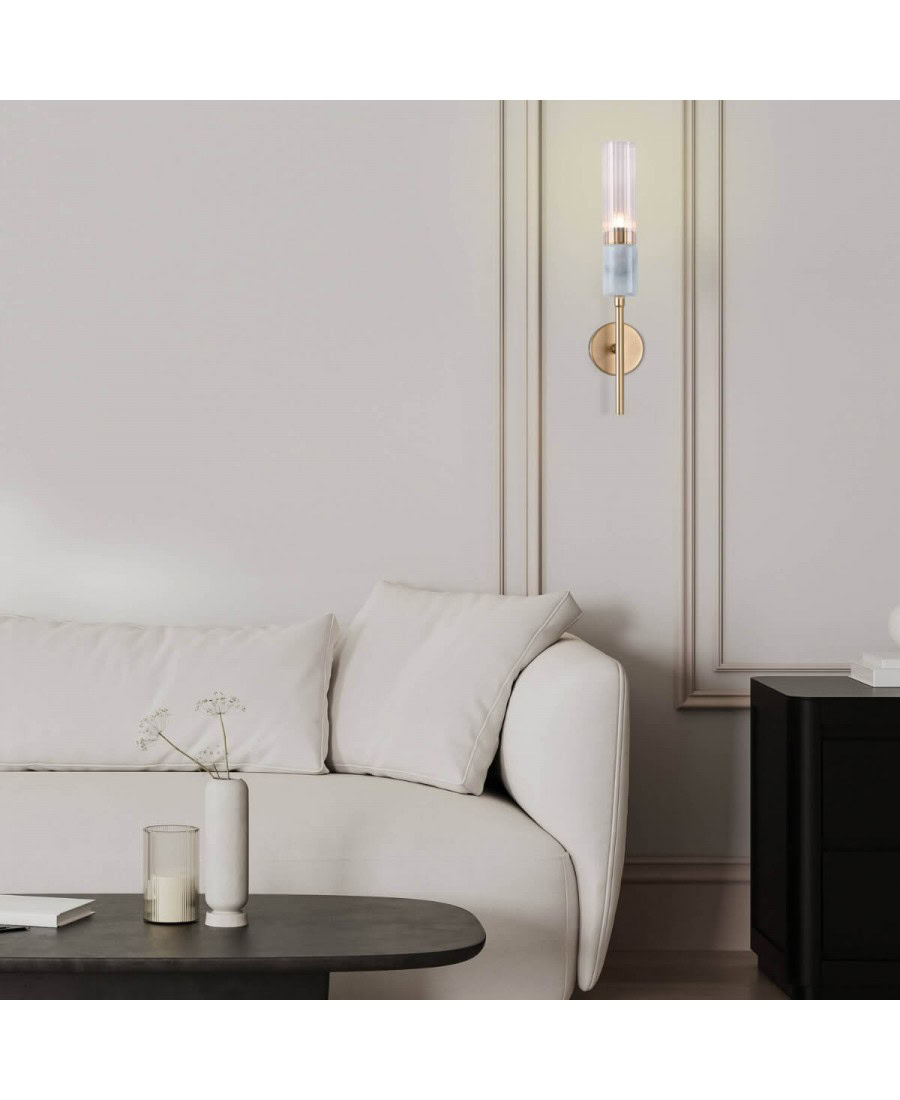 20352 WALL LIGHT 1XG9 MAX 9W MARBLE-GLASS GOLD MATT Zambelis Lights