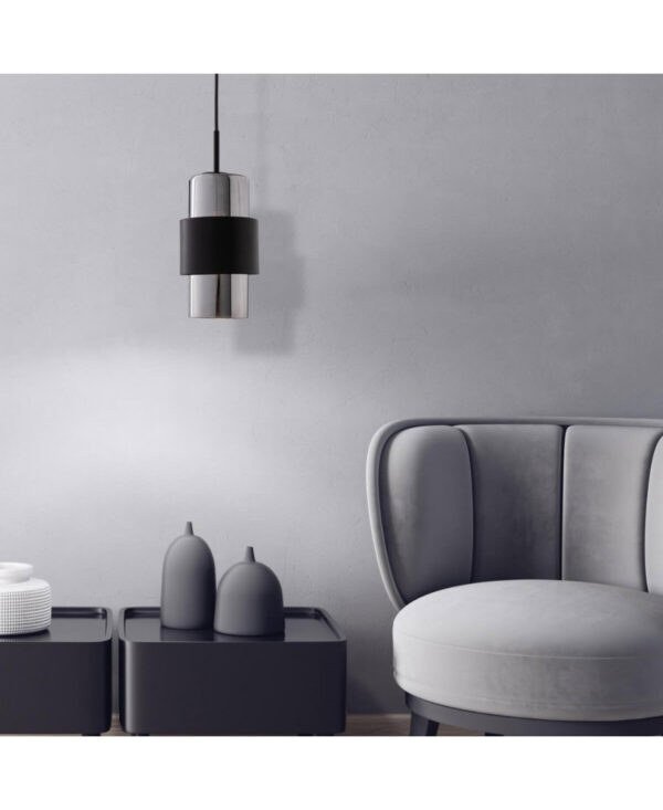 22002 PENDANT LIGHT E27 MAX 40W BLACK MATT CHROME CLASS Zambelis Lights