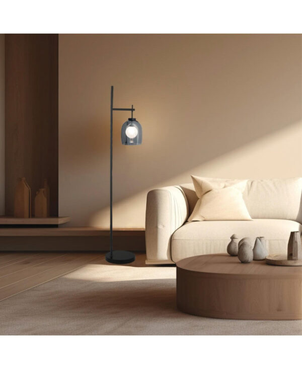 22053 FLOOR LAMP G9 5W MAX BLACK METAL - BLACK MARBLE - SMOKED & OPAL GLASS Zambelis Lights