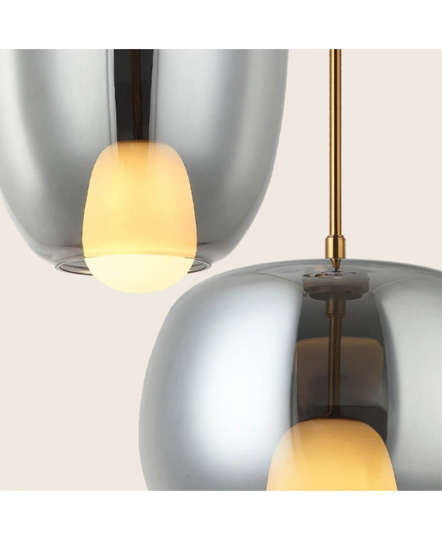 22056 PENDANT LIGHT G9 SMOKE GLASS - GOLD MAT Zambelis Lights