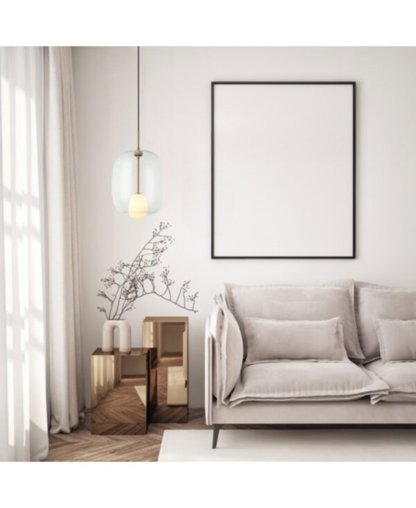 22057 PENDANT LIGHT G9 CLEAR GLASS - GOLD MAT Zambelis Lights