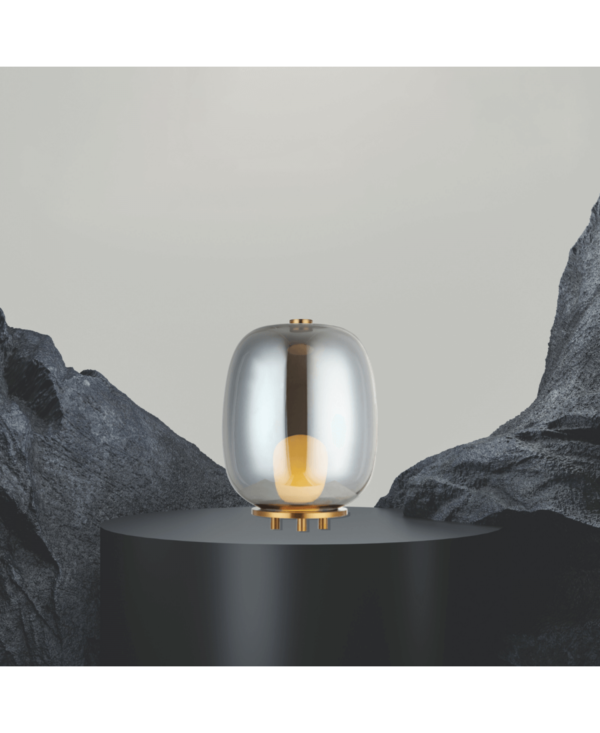 22066 TABLE LAMP 1XG9 SMOKED GLASS - GOLD MAT METAL FOR INTERIOR SPACES Zambelis Lights