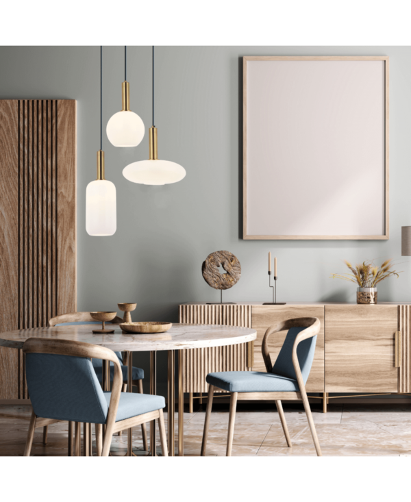 22070 PENDANT LIGHT 1XE27 MAX 40W OPAL - GOLD MATT Zambelis Lights