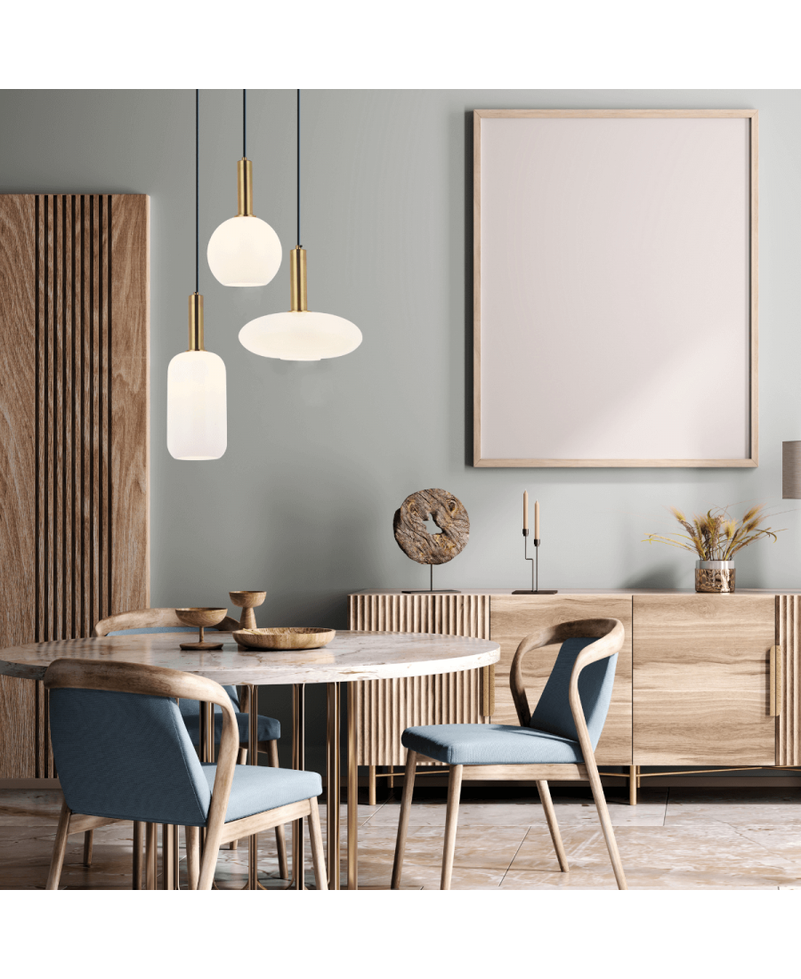 22072 PENDANT LIGHT 1XE27 MAX 40W OPAL- GOLD MATT Zambelis Lights