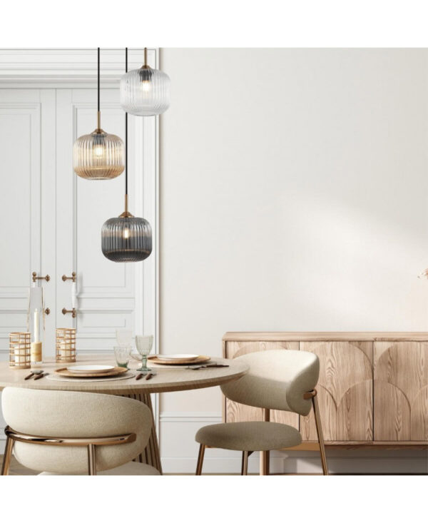 22073 PENDANT LIGHT 3XE27 MAX40W GLASS CLEAR-SMOKED-CHAMPAGNE Zambelis Lights
