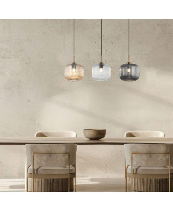 22074 PENDANT LIGHT 3XE27 MAX40W GLASS CLEAR-SMOKE-CHAMPAGNE Zambelis Lights