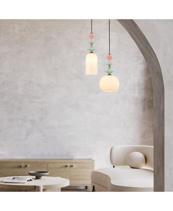 22078 PENDANT LIGHT 1XE27 MAX 40W OPAL WHITE GLASS & CERAMICS Zambelis Lights