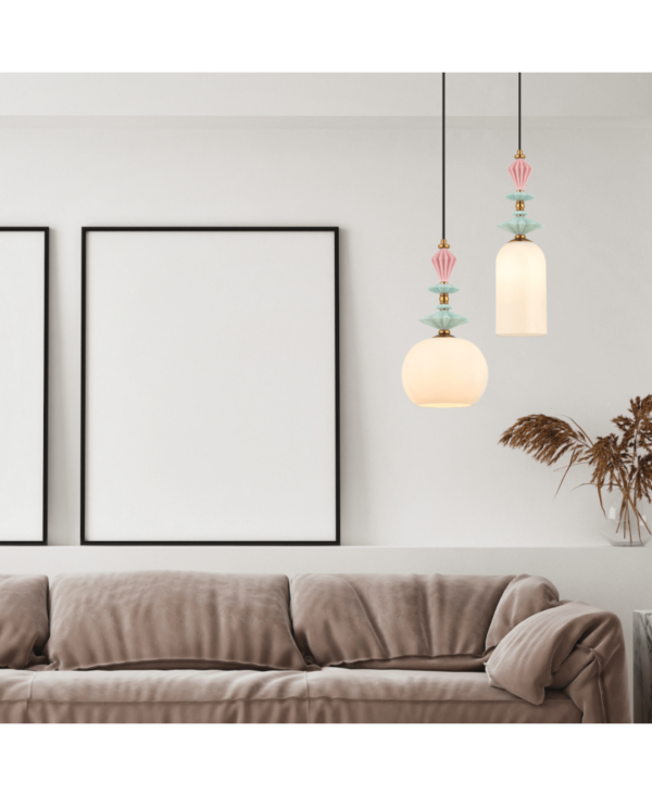 22079 PENDANT LIGHT 1XE27 MAX 40W OPAL WHITE GLASS & CERAMICS Zambelis Lights