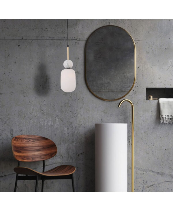 22215 PENDANT LAMP 1XE27 MAX 40W OPAL GLASS-WHITE MARBLE Zambelis Lights