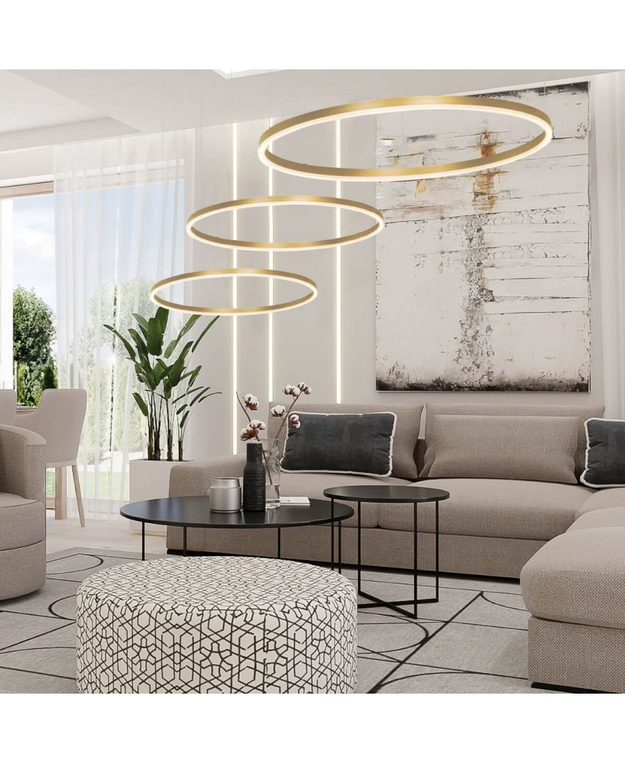 22240 LED PENDANT LIGHT 57W 3000K ALUMINIUM & ACRYLIC GOLD Zambelis Lights