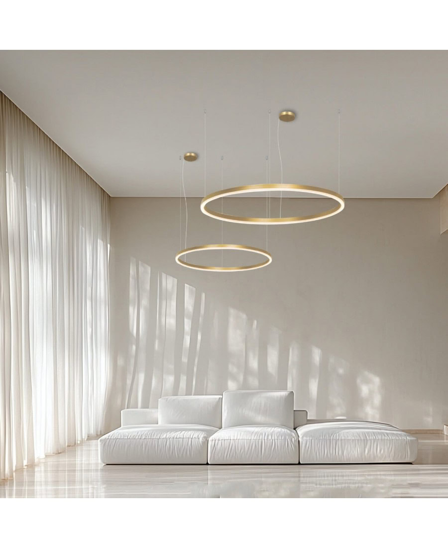 22240 LED PENDANT LIGHT 57W 3000K ALUMINIUM & ACRYLIC GOLD Zambelis Lights