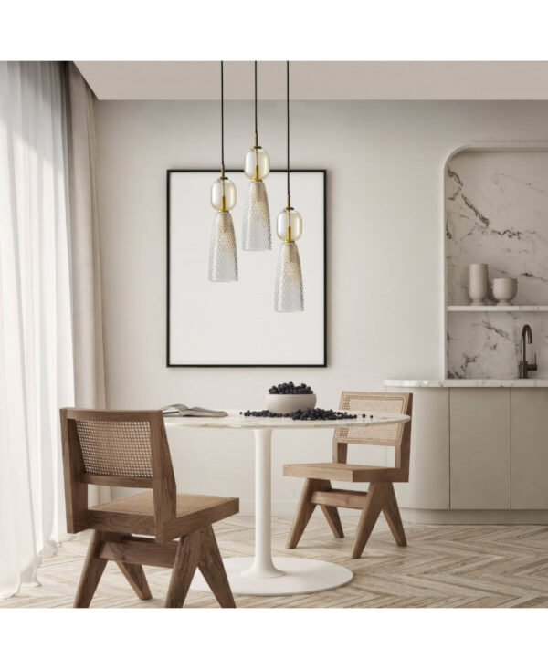 23010 PENDANT LIGHT 3XE14 MAX 40W GLASS ANTIQUE BRASS Zambelis Lights