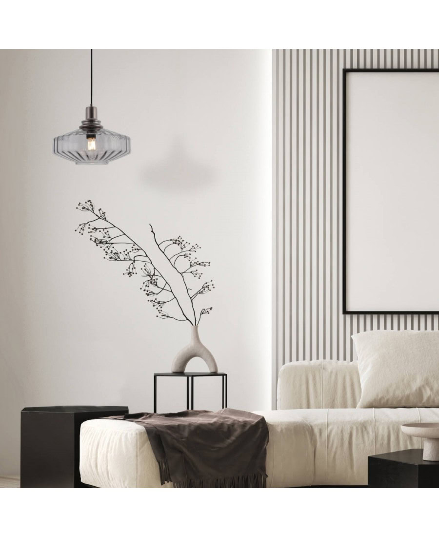 23012 PENDANT LIGHT E27 MAX 40W METAL-GLASS ANODISED DARK GREY Zambelis Lights
