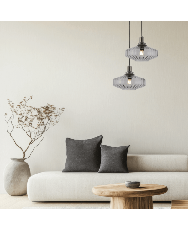 23012 PENDANT LIGHT E27 MAX 40W METAL-GLASS ANODISED DARK GREY Zambelis Lights