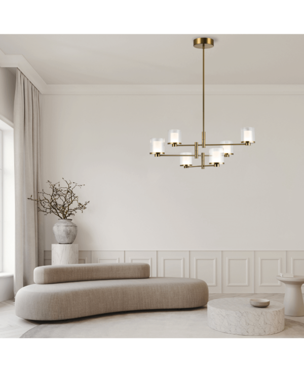 23019 PENDANT LED LIGHT 42W 3000K METAL-GLASS GOLD Zambelis Lights