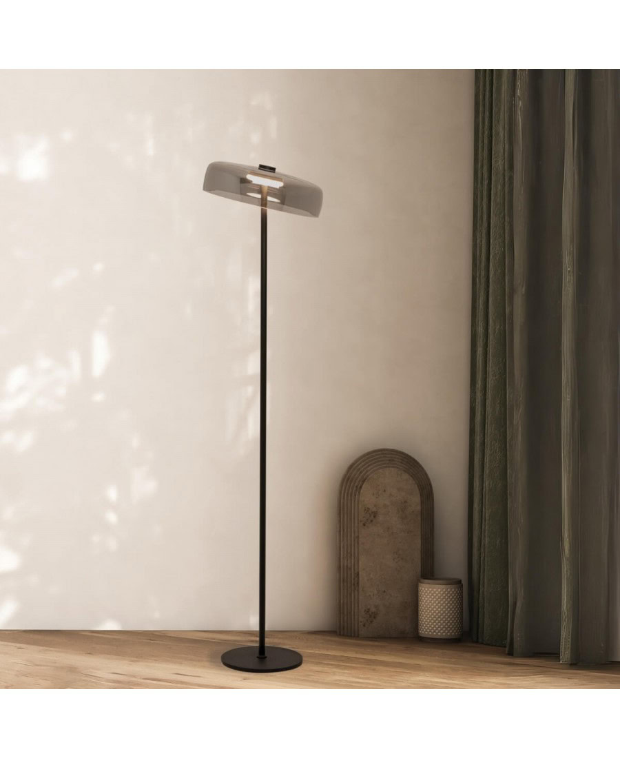 23055 FLOOR LED LIGHT 15W 3000K METAL - SMOKED GLASS Zambelis Lights