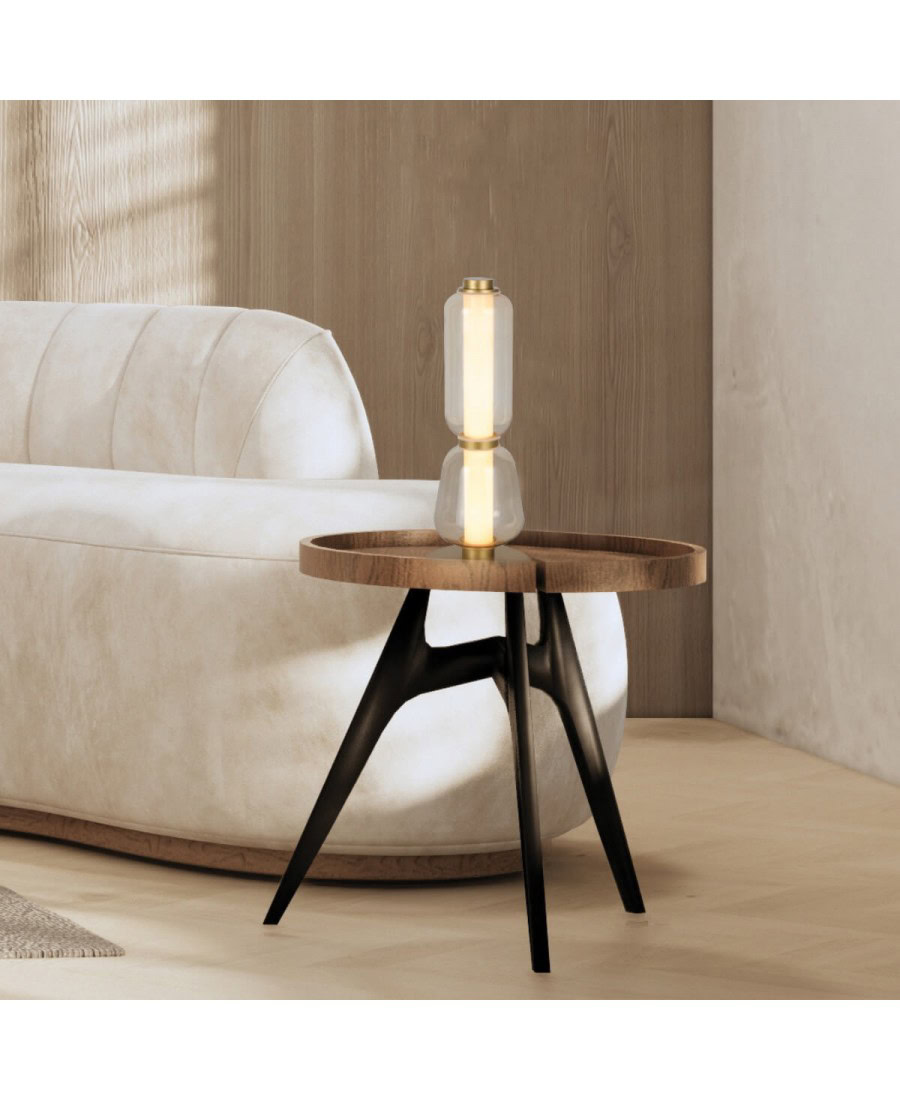 23060 TABLE LED LIGHT 7W 3000K GOLD MATT METALL - CHAMPAGNE GLASS Zambelis Lights