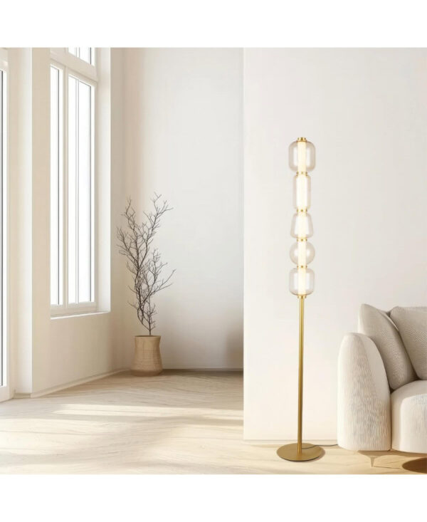 23063 FLOOR LED LIGHT 17W 3000K GOLD MATT METALL - CHAMPAGNE GLASS Zambelis Lights