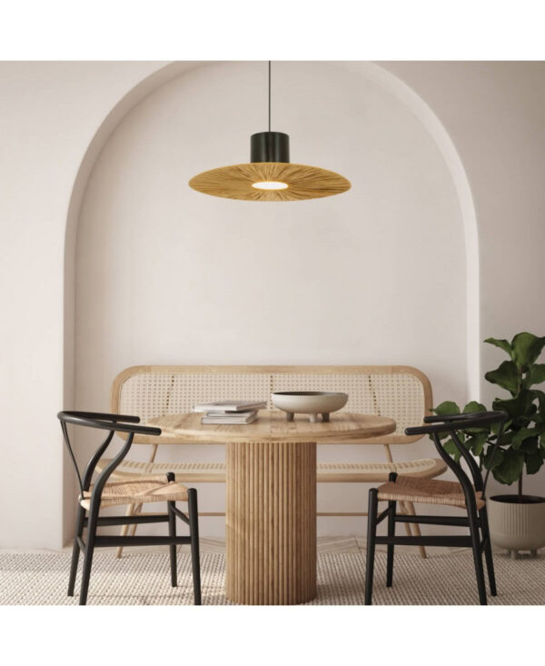 23070 PENDANT LIGHT E27 MAX 11W METAL - PAPER, BLACK - NATURAL Zambelis Lights
