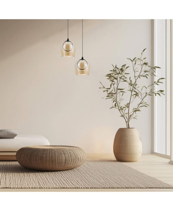 23079 PENDANT LED LIGHT 6W 3000K METAL-SILICON-GLASS,BLACK-CHAMPAGNE Zambelis Lights