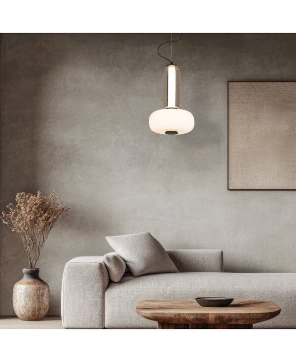 23084 PENDANT LED LIGHT 23W 3000K METAL-SMOKED & OPAL GLASS , BLACK Zambelis Lights