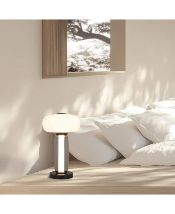 23085 TABLE LED LIGHT 23W 3000K BLACK METAL - SMOKED & OPAL GLASS Zambelis Lights