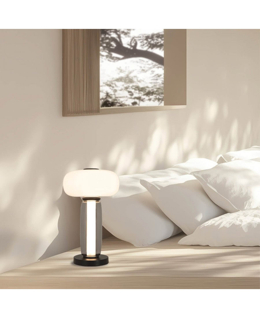 23085 TABLE LED LIGHT 23W 3000K BLACK METAL - SMOKED & OPAL GLASS Zambelis Lights