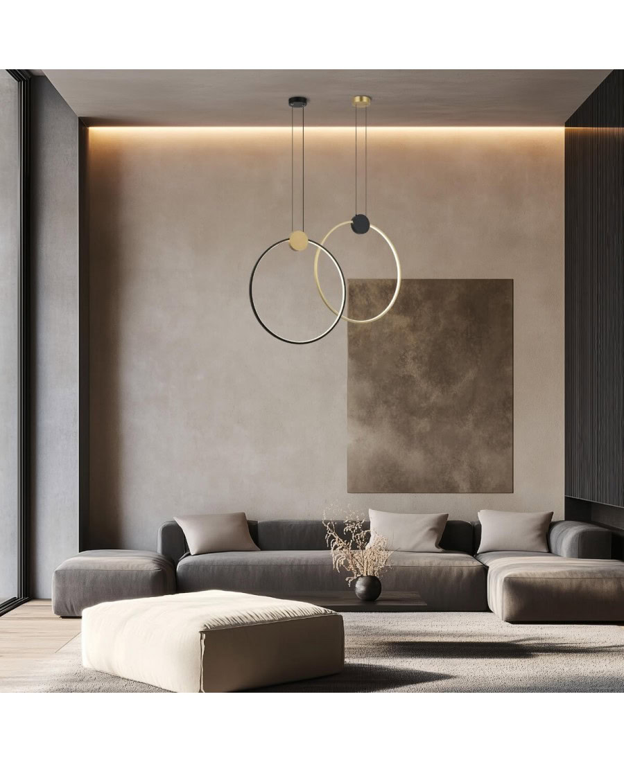 23095 PENDANT LED LIGHT 24W 3000K ALUMINIUM-SILICON,GOLD-BLACK RING Zambelis Lights
