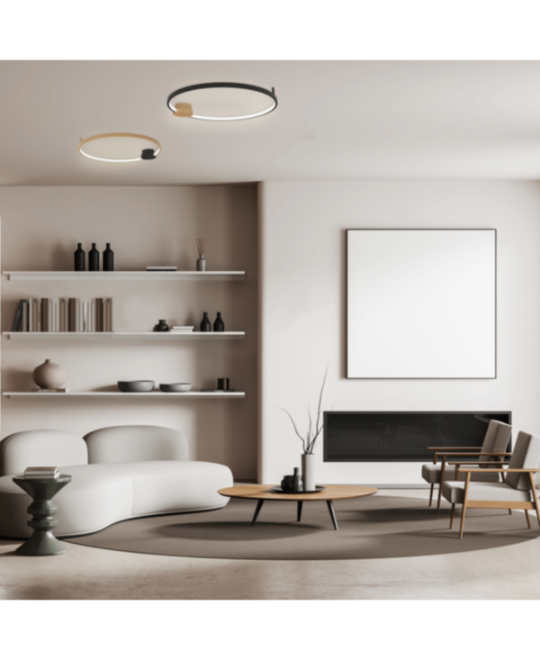 23099 CEILING LED LIGHT 32W 3000K ALUMINIUM-SILICON,GOLD-BLACK RING FOR INDOOR SPACES Zambelis Lights
