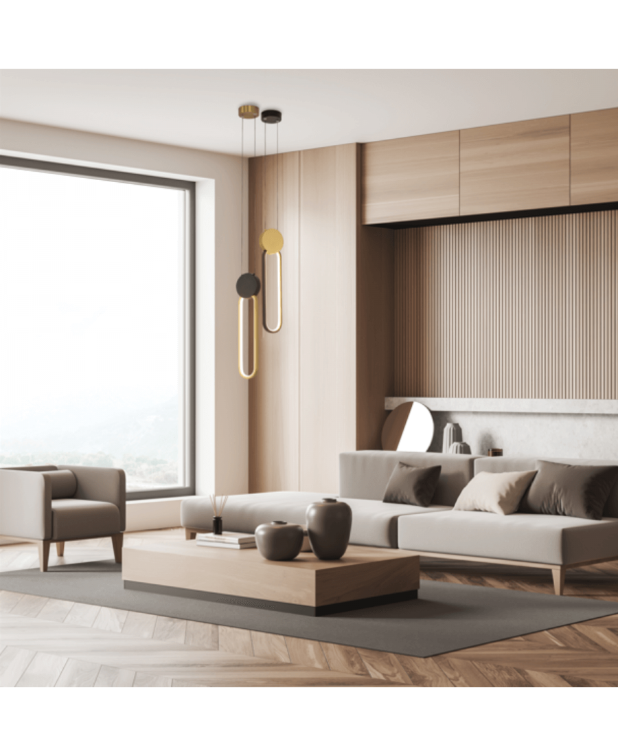 23100 PENDANT LED LIGHT 13W 3000K ALUMINIUM-SILICON,BLACK-GOLD Zambelis Lights