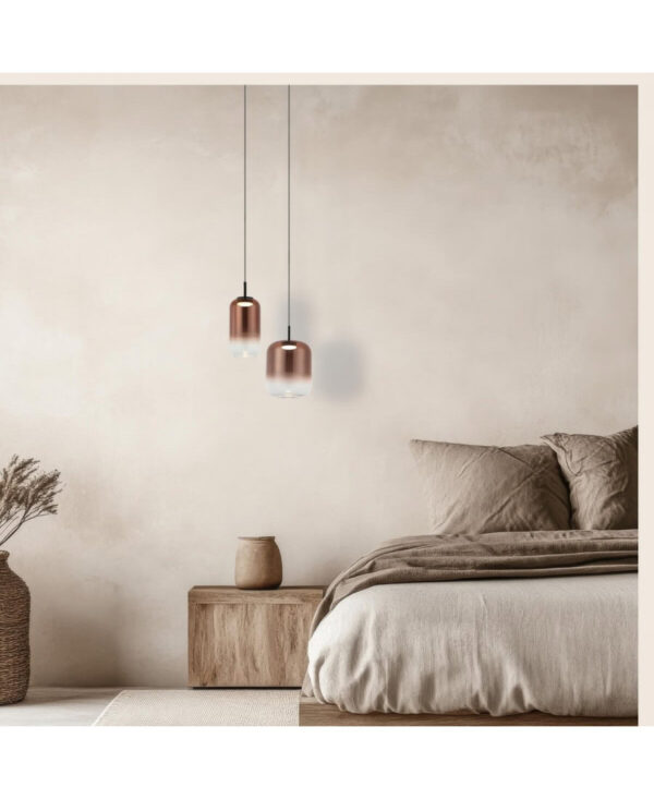 23216 PENDANT LED LIGHT 12W 3000K BLACK-COPPER GLASS Zambelis Lights