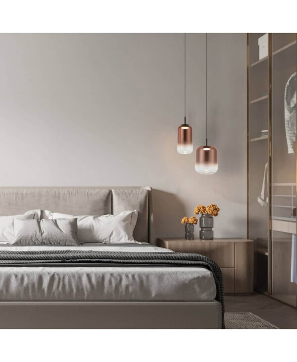 23219 PENDANT LED LIGHT 12W 3000K BLACK-COPPER GLASS Zambelis Lights