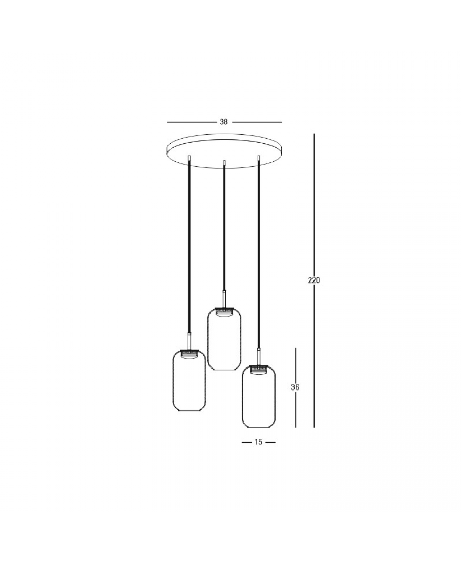 23231 PENDANT LED LIGHT 3X12W 3000K GLASS BLACK-GOLD Zambelis Lights