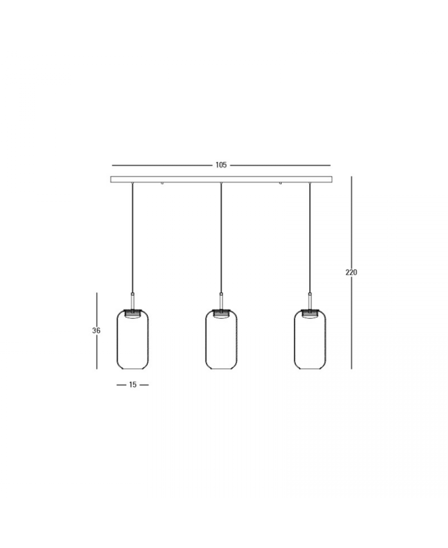 23232 LINE LED LIGHT 3X12W 3000K GLASS BLACK-GOLD Zambelis Lights