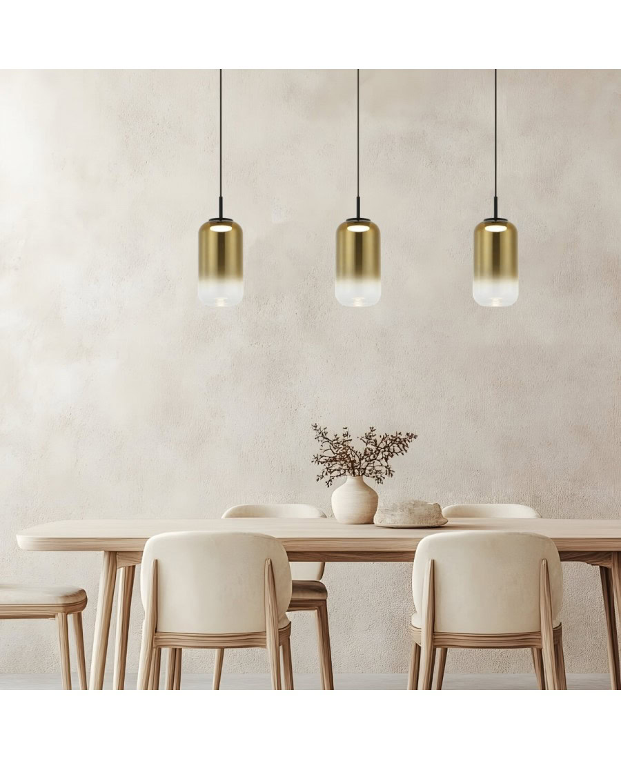 23232 LINE LED LIGHT 3X12W 3000K GLASS BLACK-GOLD Zambelis Lights