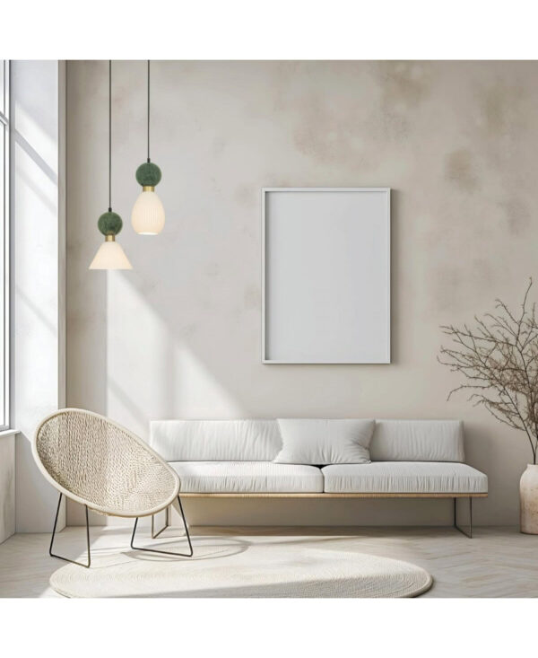 23237 PENDANT LAMP E14 MAX 15W GREEN MARBLE - BRASS Zambelis Lights