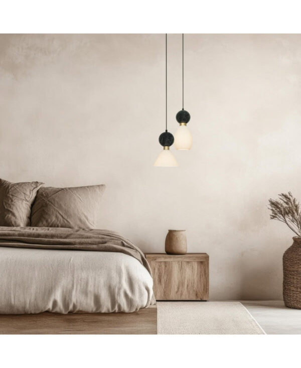 23239 PENDANT LAMP E14 MAX 15W BLACK MARBLE - BRASS Zambelis Lights