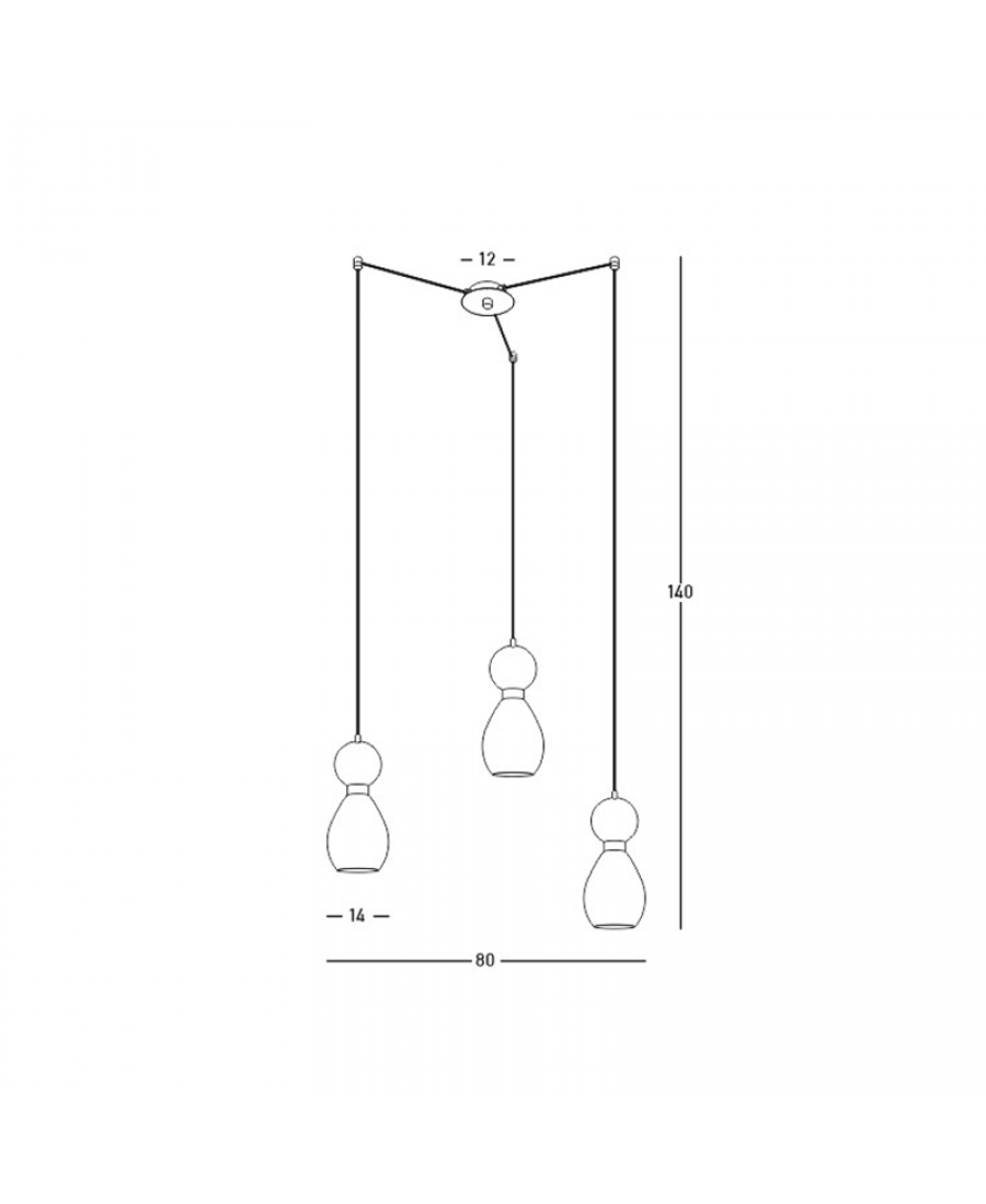 23245 PENDANT 3XE14 MAX 15W BLACK MARBLE - BRASS FOR INDOOR USE Zambelis Lights