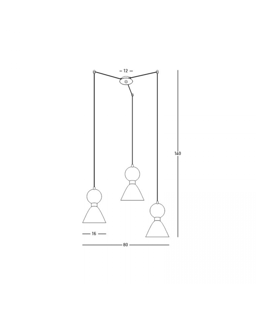 23249 PENDANT 3XE14 MAX 15W BLACK MARBLE - BRASS Zambelis Lights