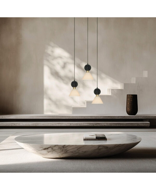 23249 PENDANT 3XE14 MAX 15W BLACK MARBLE - BRASS Zambelis Lights