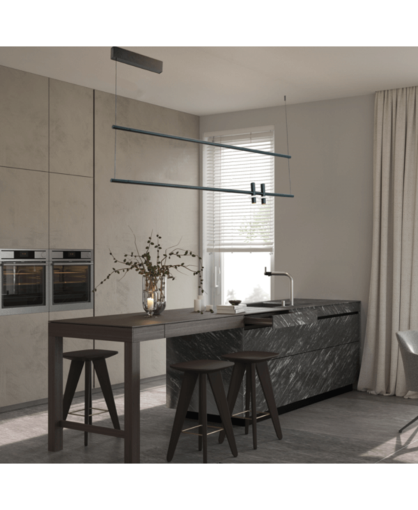23251 LINEAR PENDANT LIGHTS LED LIGHT 2X7W + 20W 3000K BLACK ALUMINIUM & MARBLE FOR INTERIOR USE Zambelis Lights
