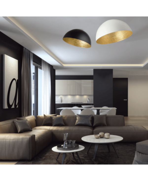 23260 CEILING LAMP E27 MAX 40W METAL WHITE - GOLD LEAF Zambelis Lights