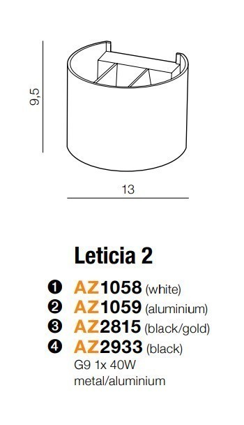 Kinkiet Leticia 2 (black/gold) AZ2815 AZZARDO