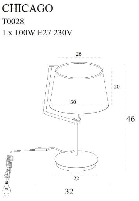 Lampa stołowa CHICAGO T0028 white MAXlight