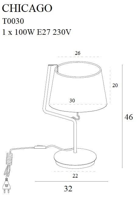 Lampa stołowa CHICAGO T0030 chrom MAXlight